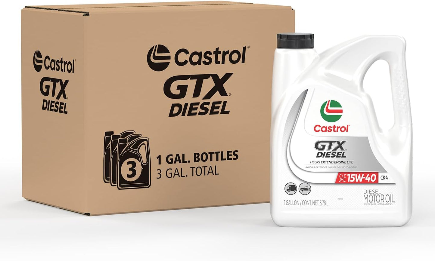 زيت محرك ديزل تقليدي Castrol GTX CK-4 15W-40، جالون واحد، عبوة من 3 قطع