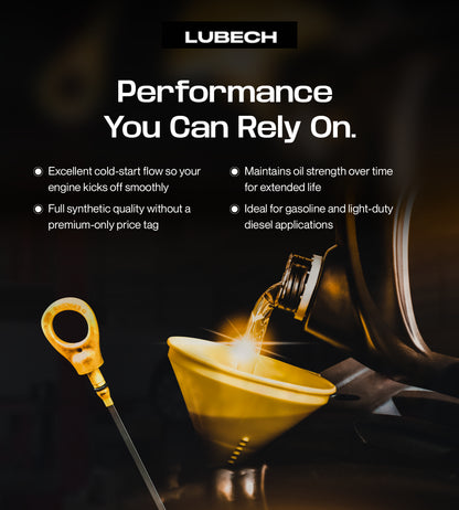 LUBECH Full Synthetic Motor Oil 10W-30, 5 Quart