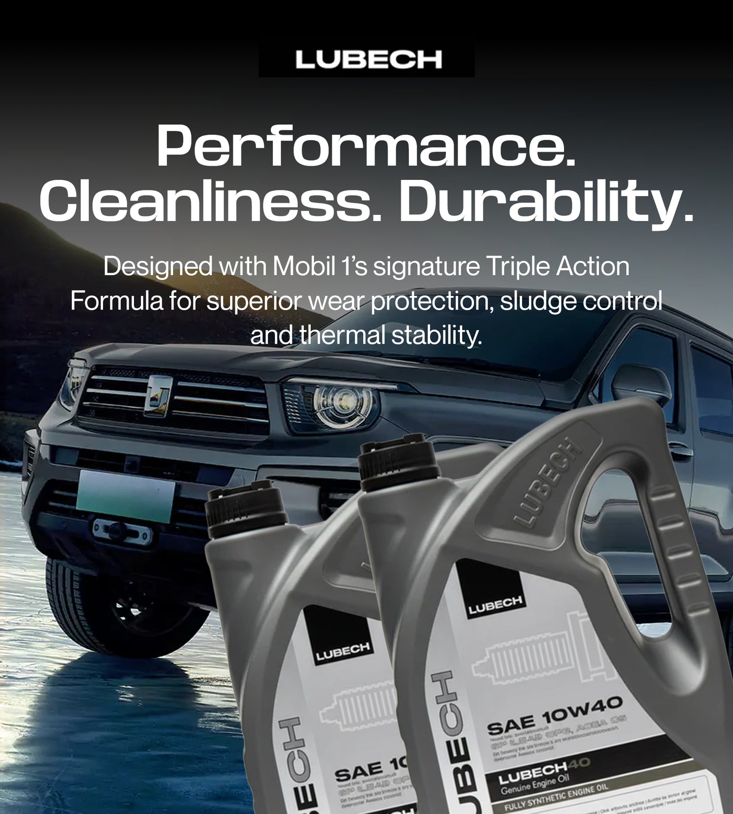 LUBECH Full Synthetic Motor Oil 10W-40, 5 Quart