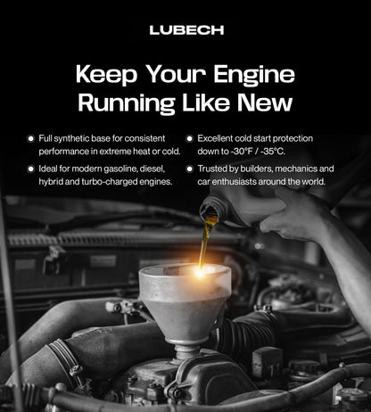 LUBECH Full Synthetic Motor Oil 10W-40, 5 Quart