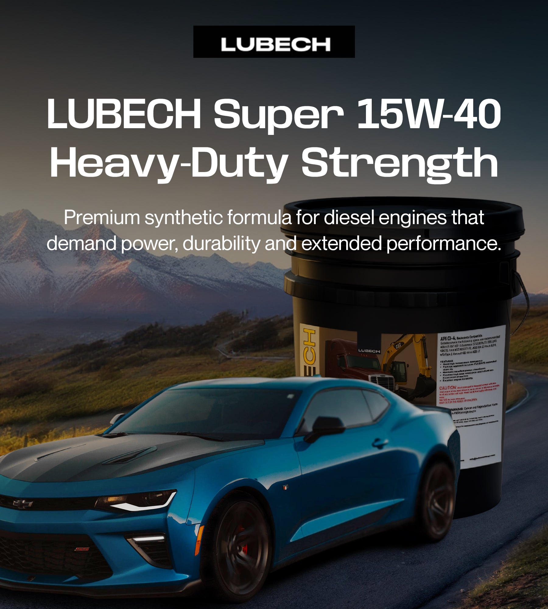 LUBECH Super 15W-40 Synthetic Heavy Duty Diesel Engine Oil, 5 Gallon Mobile Banner